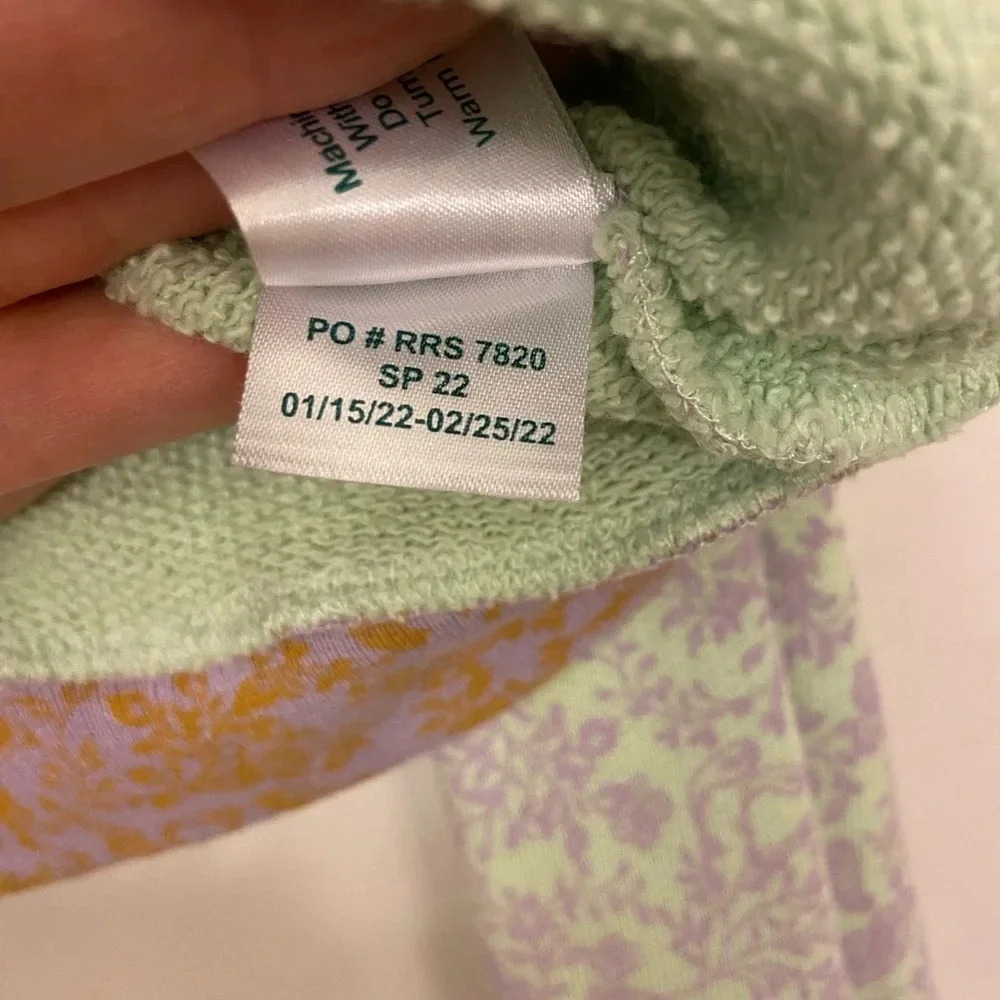 Roller Rabbit Ismay Blair Floral Zip Up Hoodie Mint Green & Purple Size Medium - Picture 8 of 9